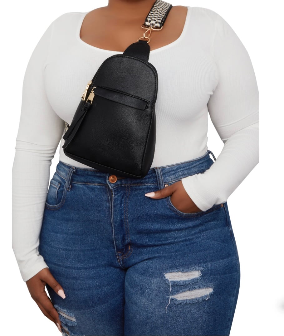 Sling Strap Printed Faux Leather Backpack