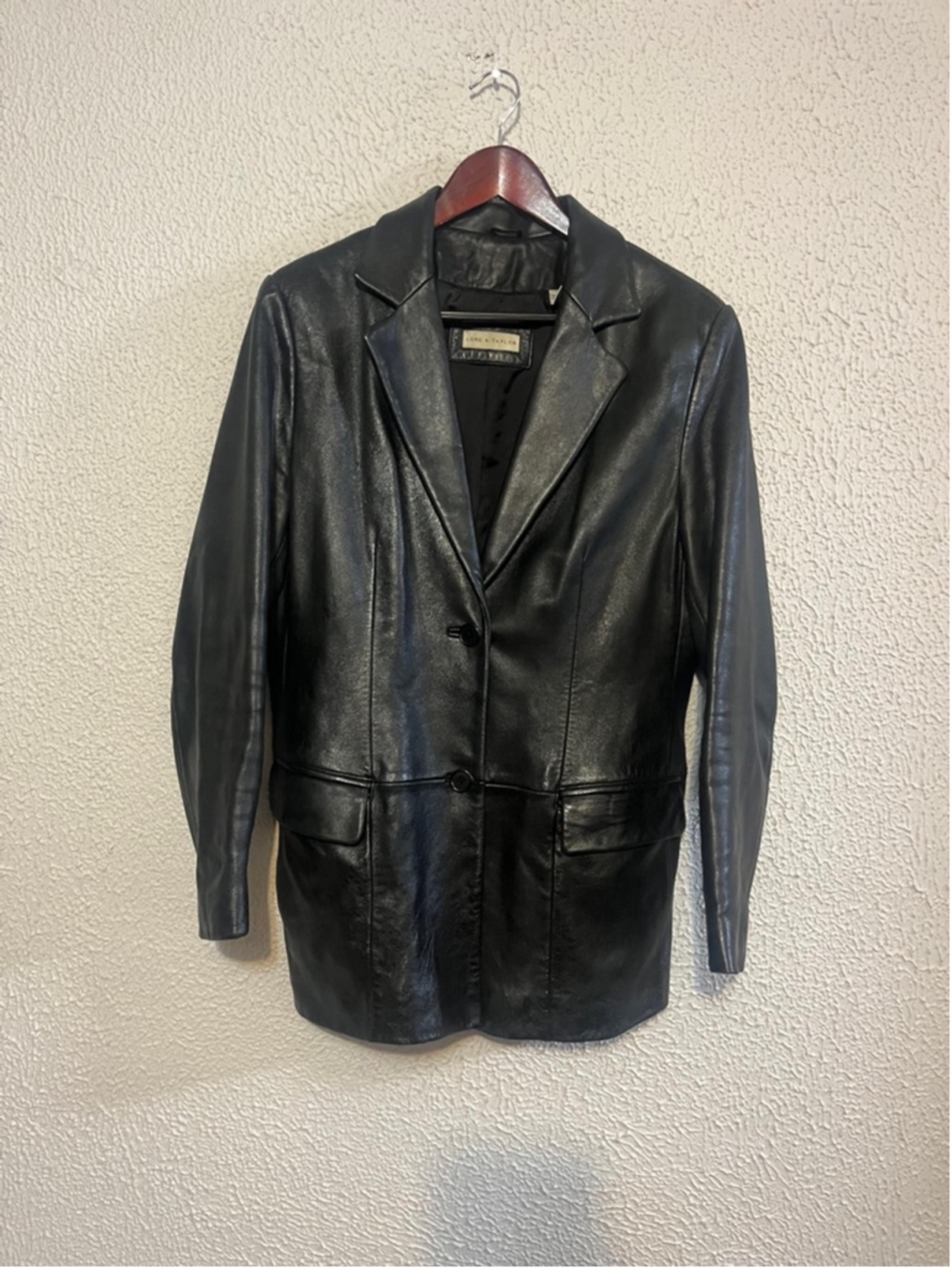 Vintage Women’s Lord & Taylor Soft Black Button Leather Dark Academia Jacket