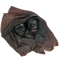 Vintage Large Leather Face Mold Wall Hanging Folk Art African Art