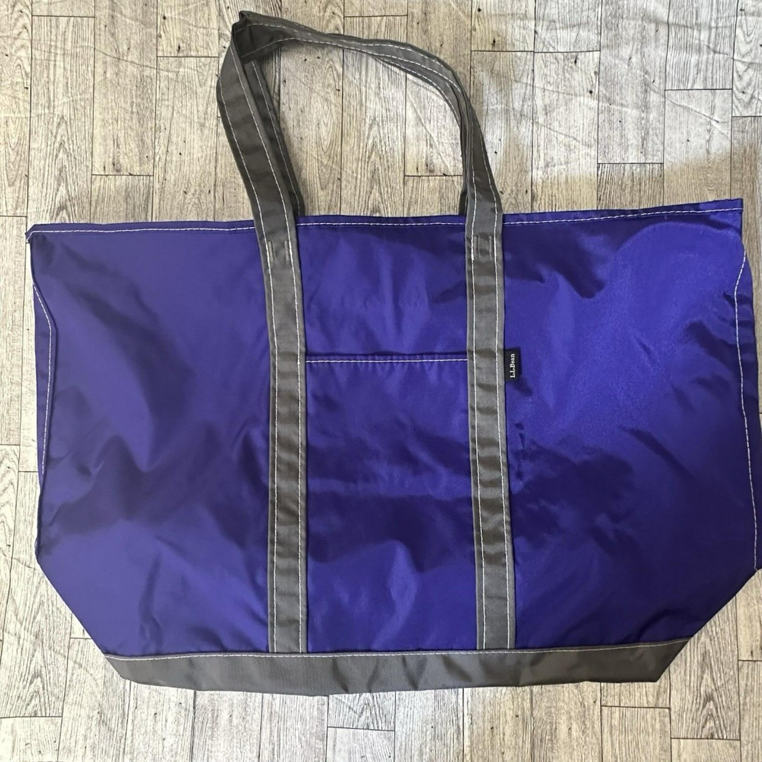 LL Bean NYLON Vintage Purple Boat Tote Bag Zipper Lightweight L.L. BEAN Large