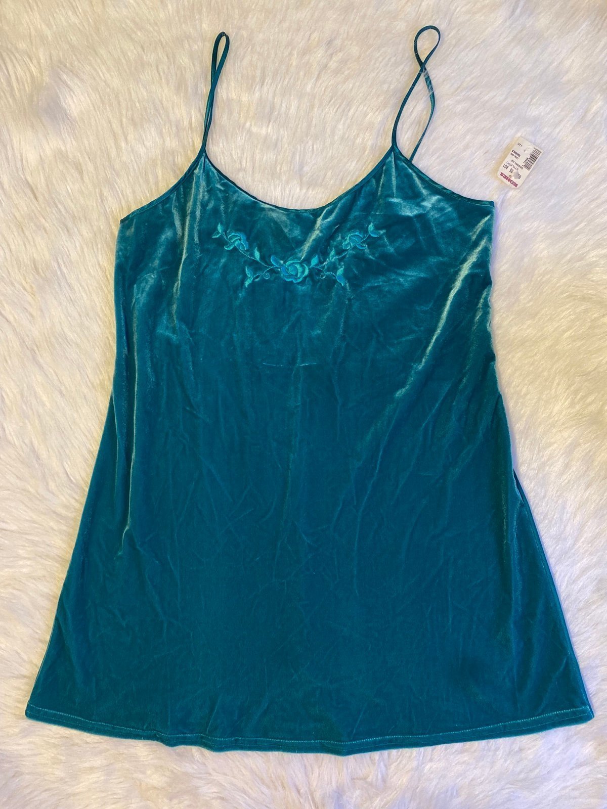 Vintage Angelique Slip Womens Size Medium Emerald Green Lingerie Pajamas