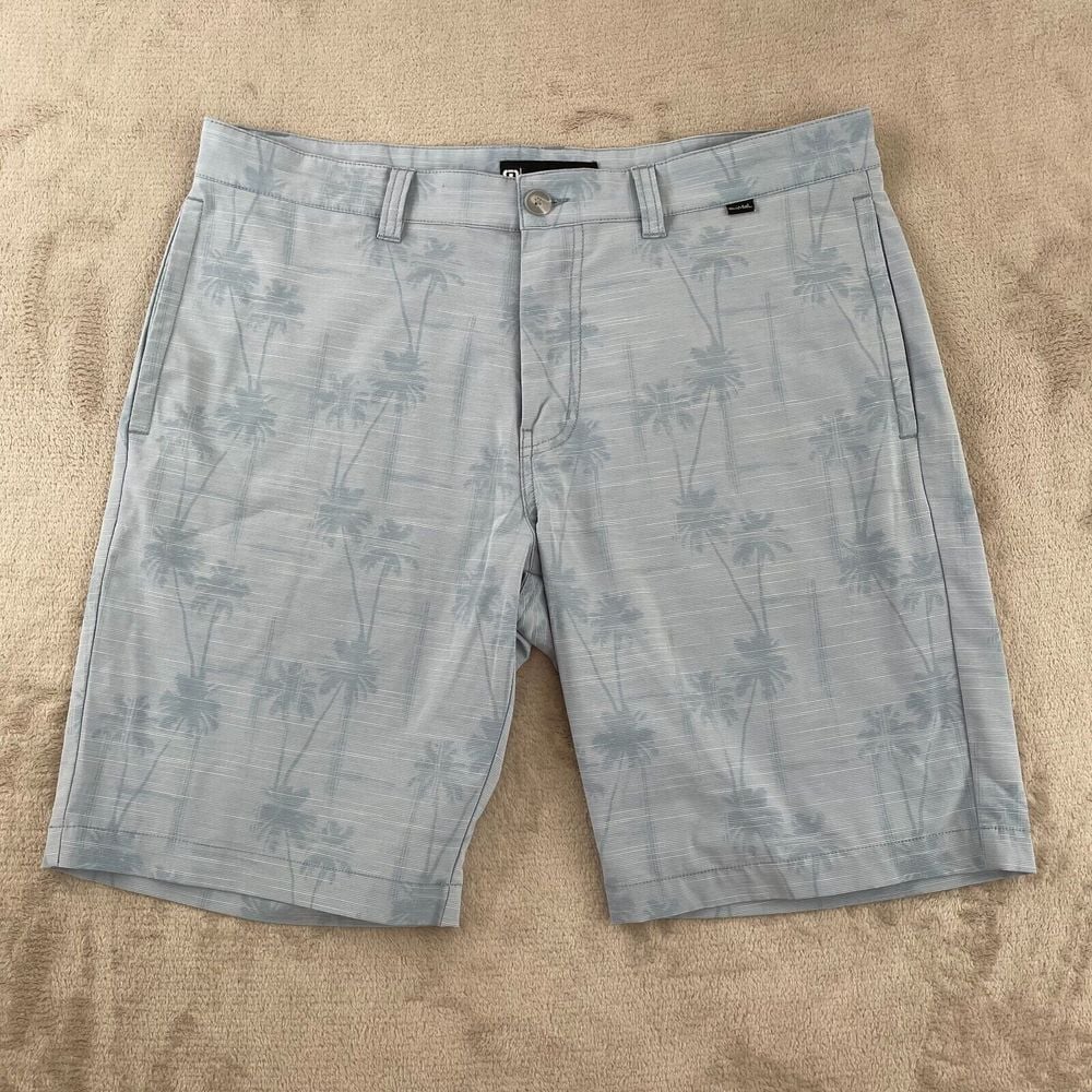 Travis Mathew Smooth Talker Golf Shorts Men 36 Blue Palm Tree Print Performance