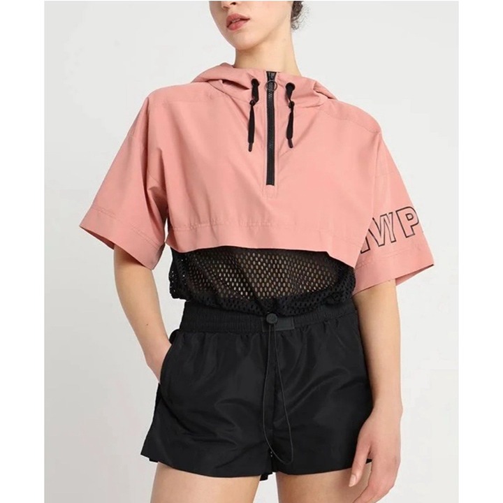 NEW! BEYONCE IVY PARK Pink & Black Mesh Panel Pullover Jacket SZ L
