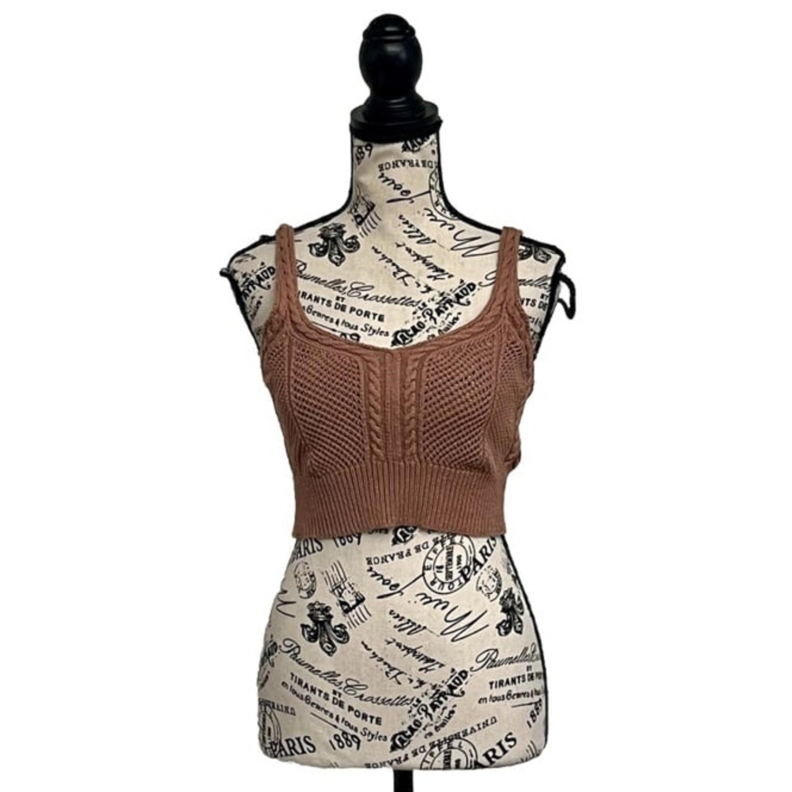 Pacsun Me To We Tan Crochet Knit Crop Top Boho Beachy Cruise Normcore Balletcore