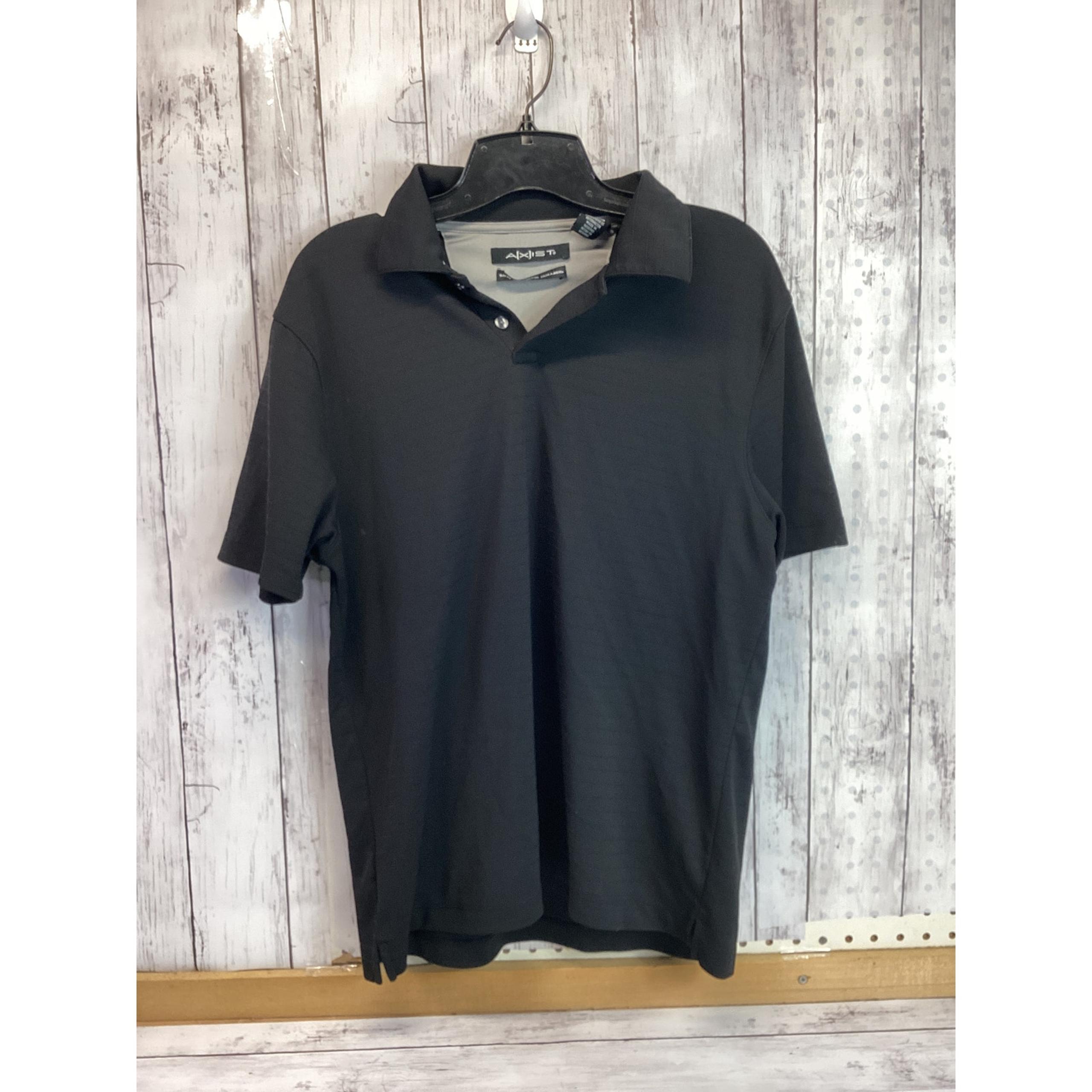 Axist Men's Black Collared Polo T-shirt Pullover Cotton Good as New Size Medium