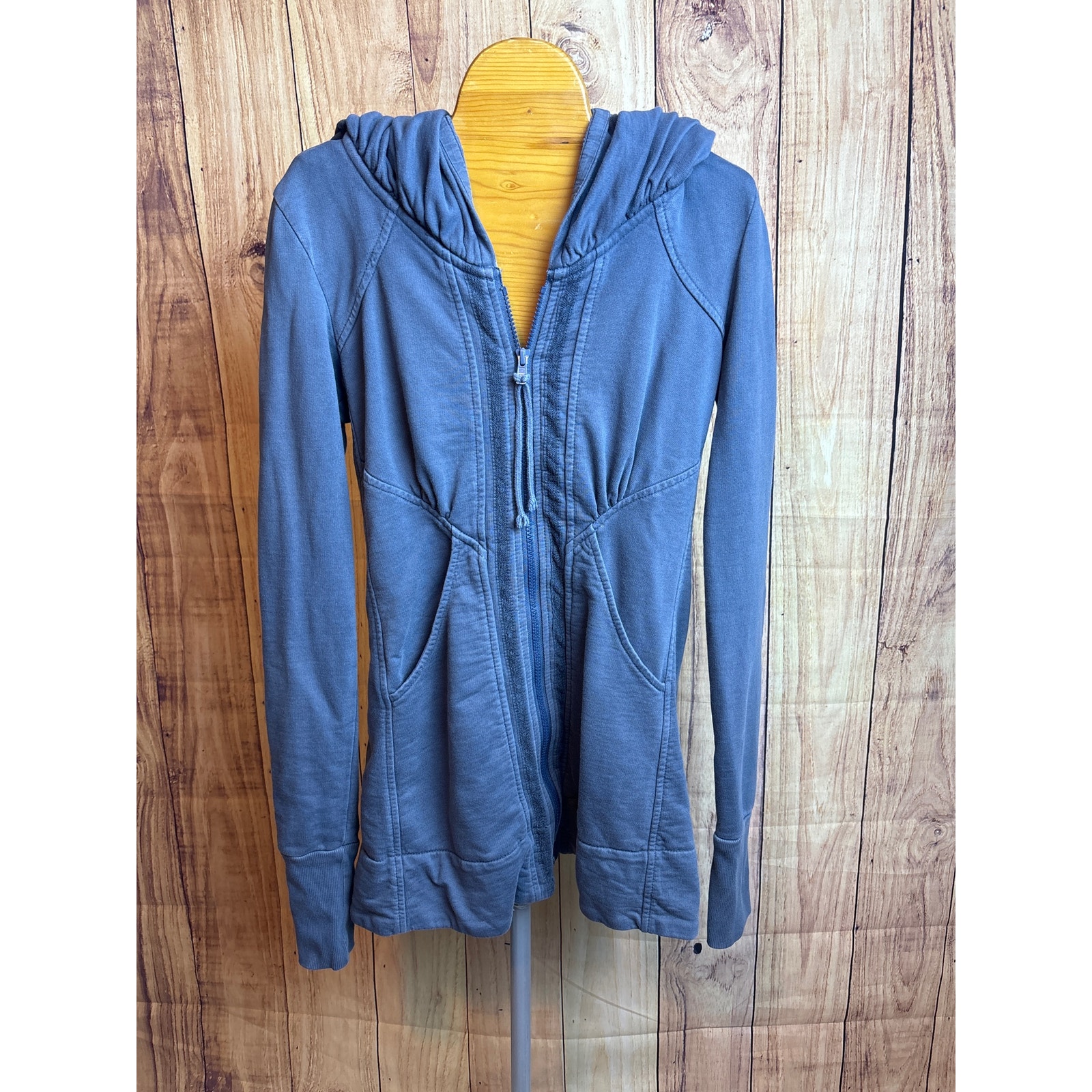 Prairie Underground Full Zip Hoodie Washed Out Slate Gray Color Size XS