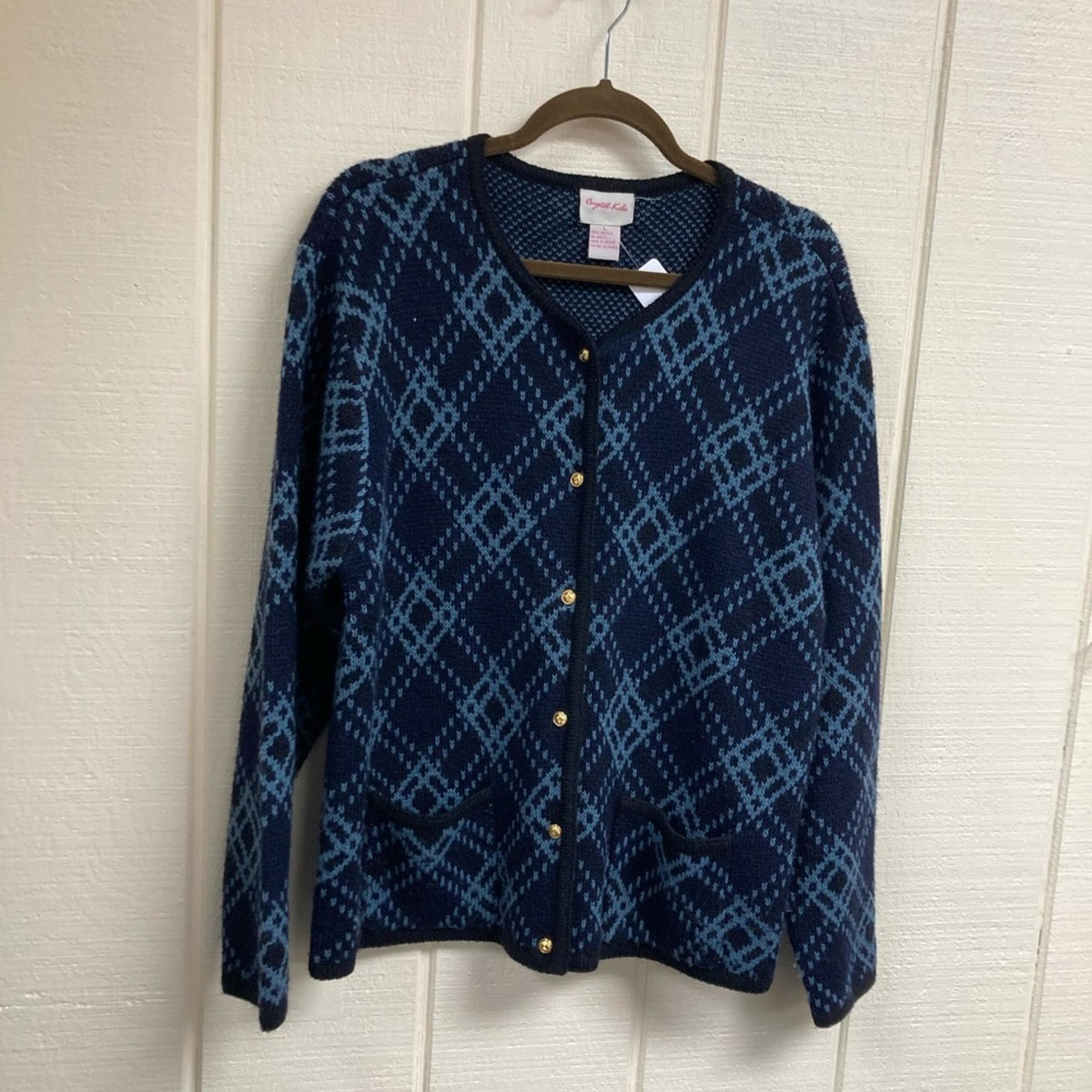 Crystal Kobe Cardigan Sweater Navy Women's Large