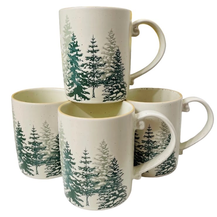 Eli+Ana Spectrum Evergreen Forest Woods Christmas Tree Coffee Mug Cup Set Of 4