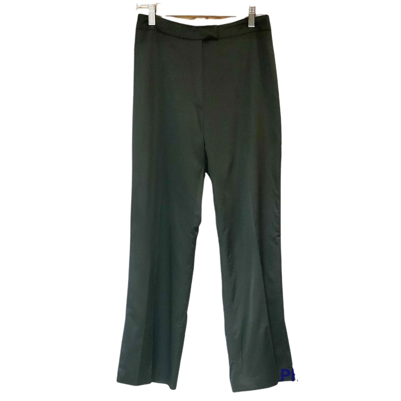 Pablo Gerard Darel black wool satin wide leg flat front dress pants size 2