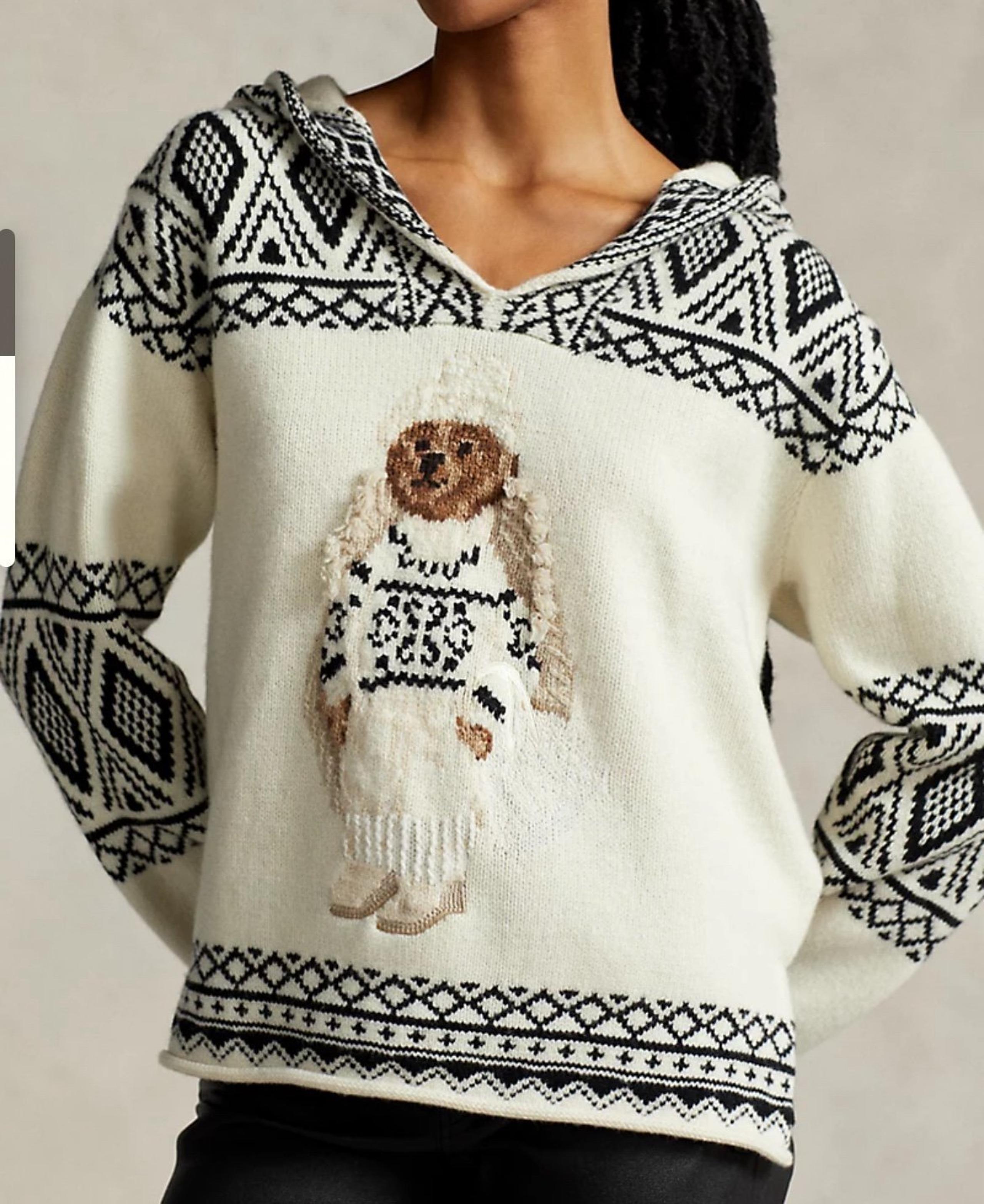 Polo Ralph Lauren Women’s Polo Bear Hooded Sweater Cream Size XXS NWT $798