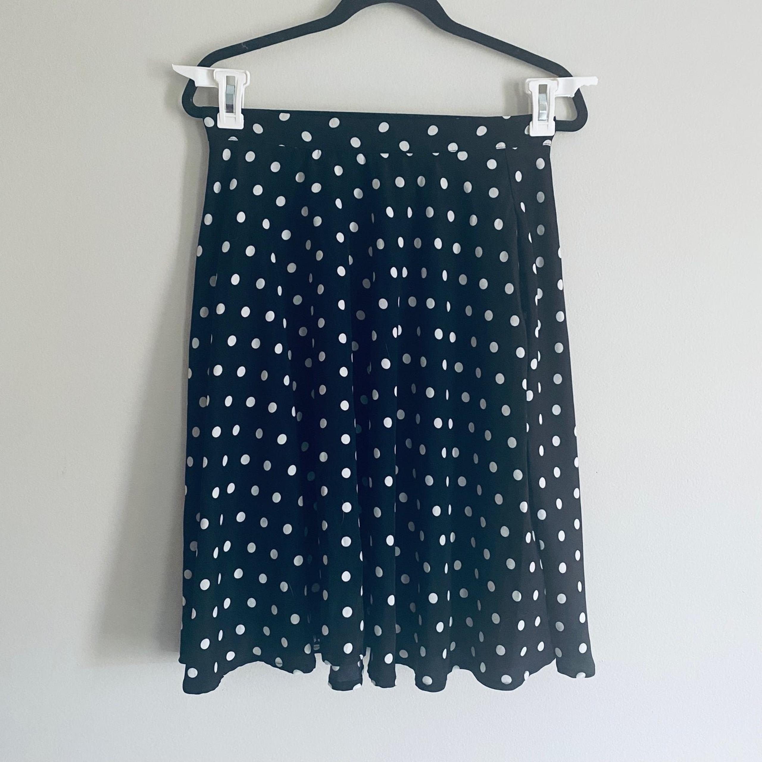 SHEIN Women's Black with White Polka Dots A Line Skirt Size Large