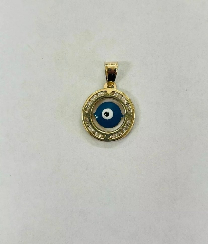 10K YELLOW GOLD EVIL EYE PENDANT