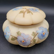 Antique c1890s Mt. Washington Smith Brothers Glass Melon Ribbed Hand-painted Jar