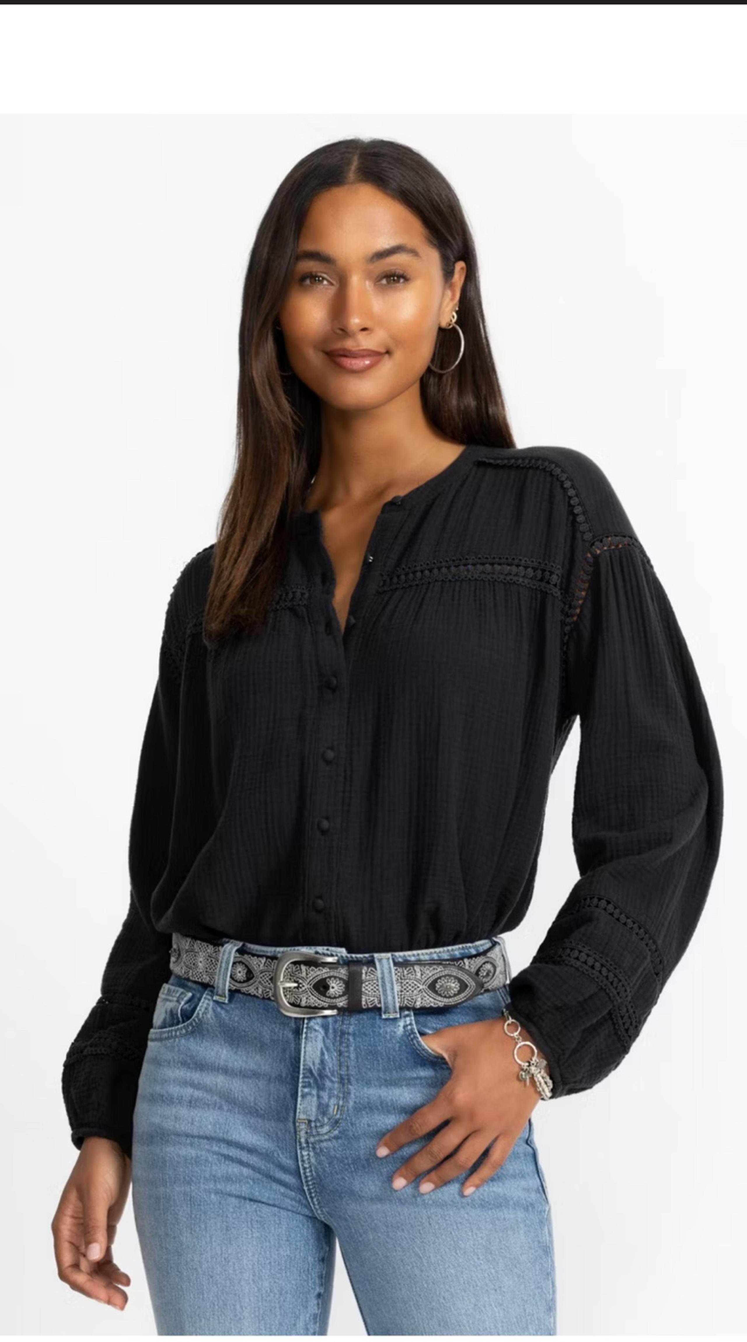 New!  Johnny was Black Gauze Blouse!