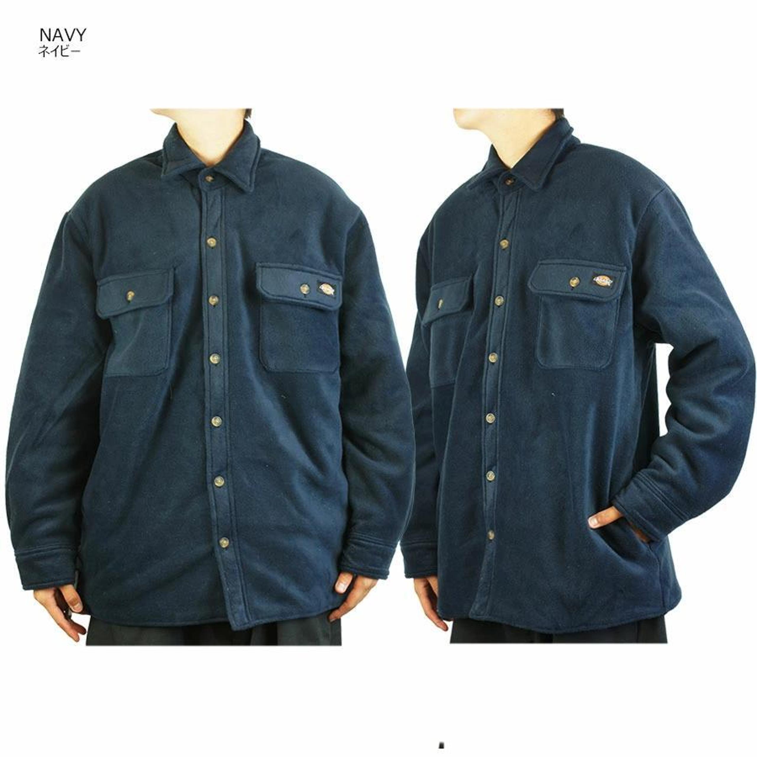 New M Navy Dickies Fleece Shirt Jacket with Quilted Lining
