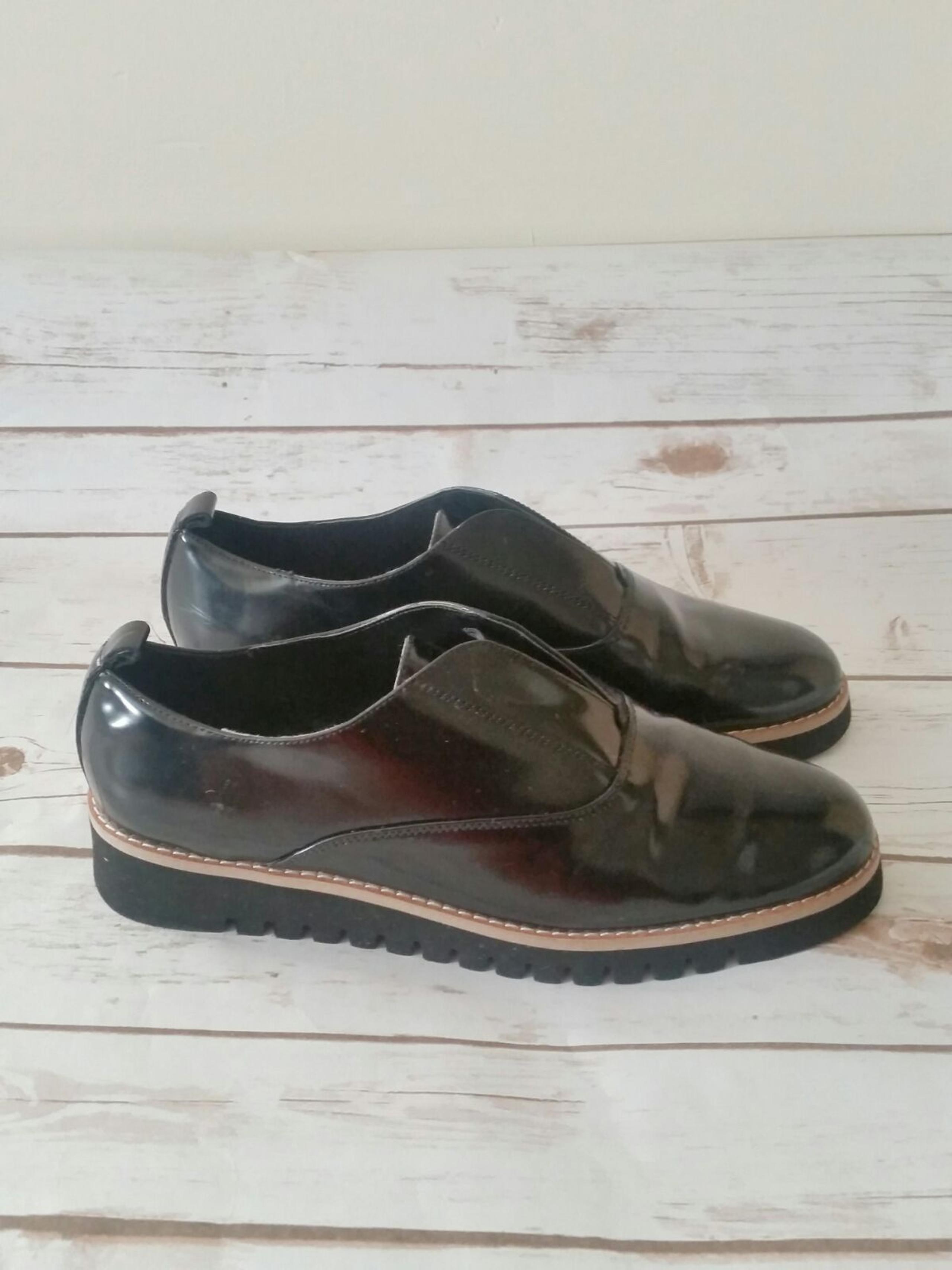 Zara Blucher Platform Black Patent Shoes