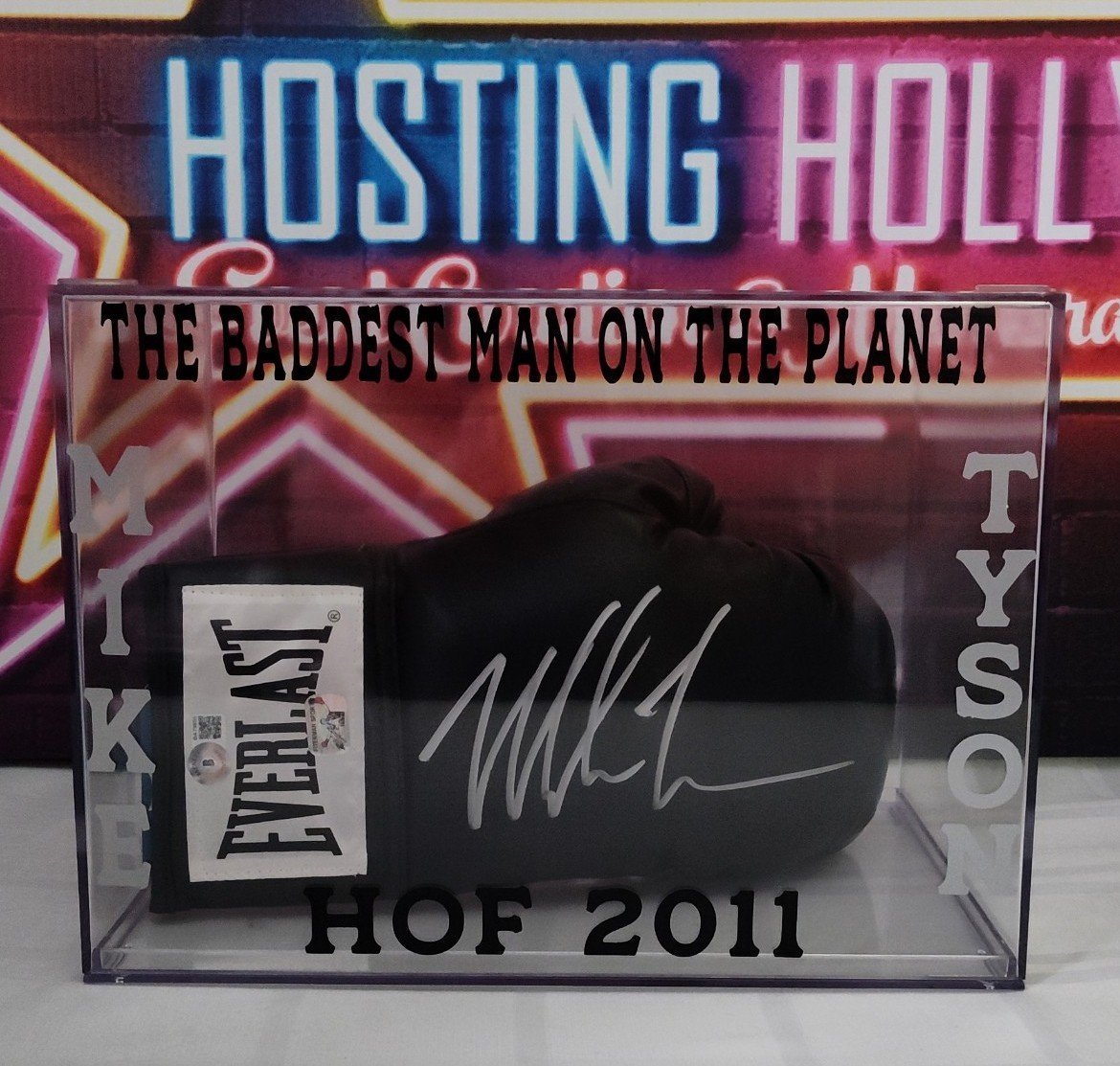 SIGNED MIKE TYSON BOXING GLOVE BLACK WITH CASE