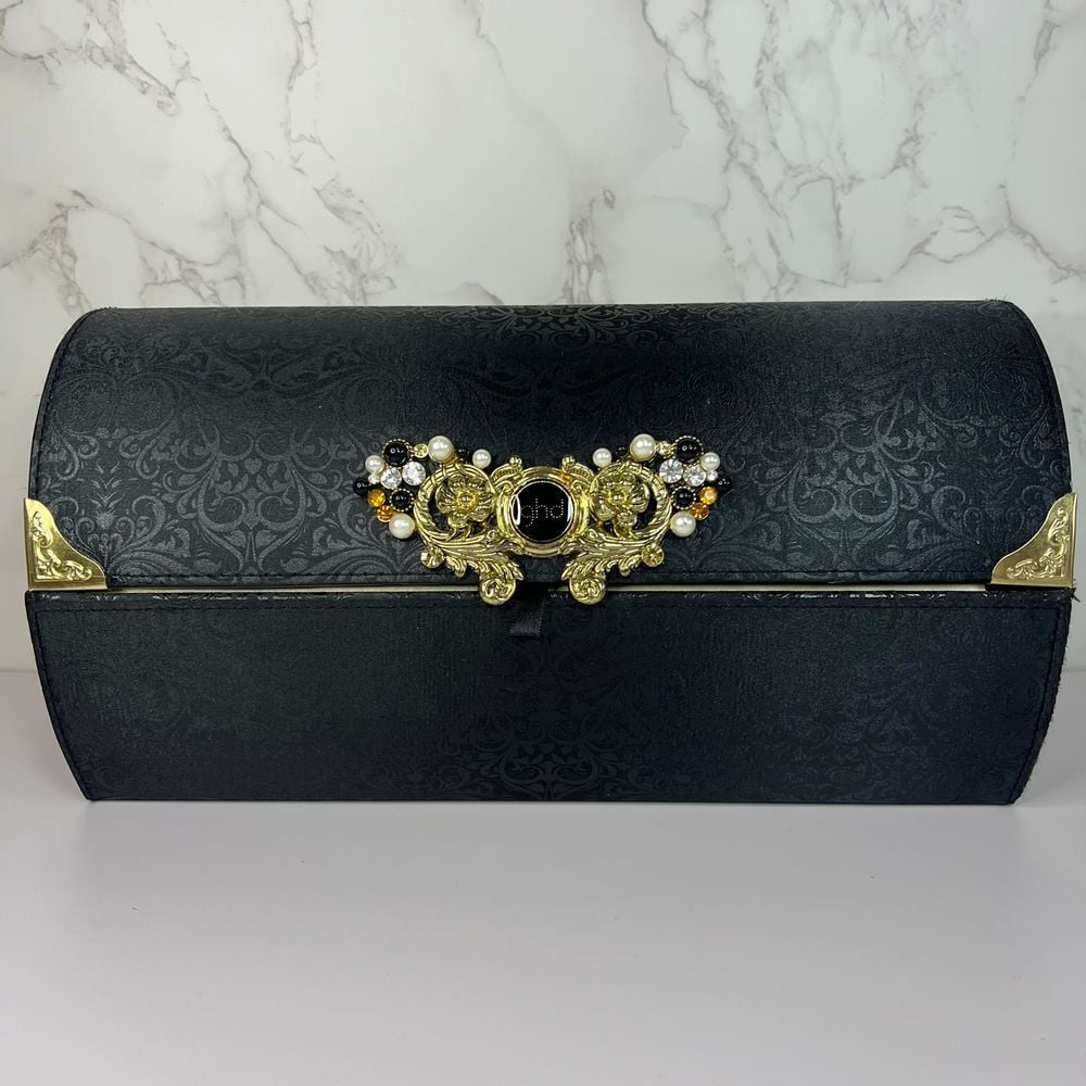 GHD Hair Tool Holder - Black Decorative Storage Box Jeweled and Magnet Closure