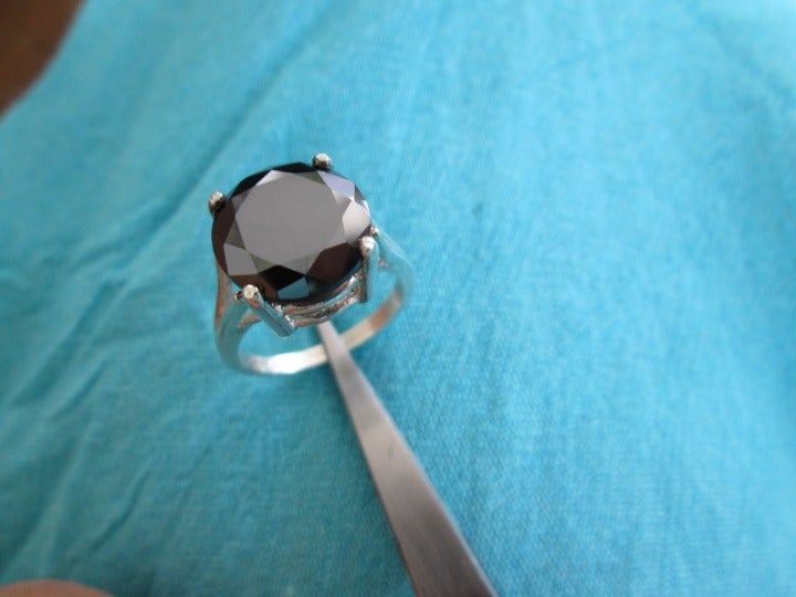 5.75ct 100% REAL BLACK DIAMOND ENGAGEMENT RING,CERT, DIA TESTER, Sz 5,6,7,8,9,10