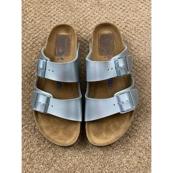 Birkenstock Arizona silver sandals