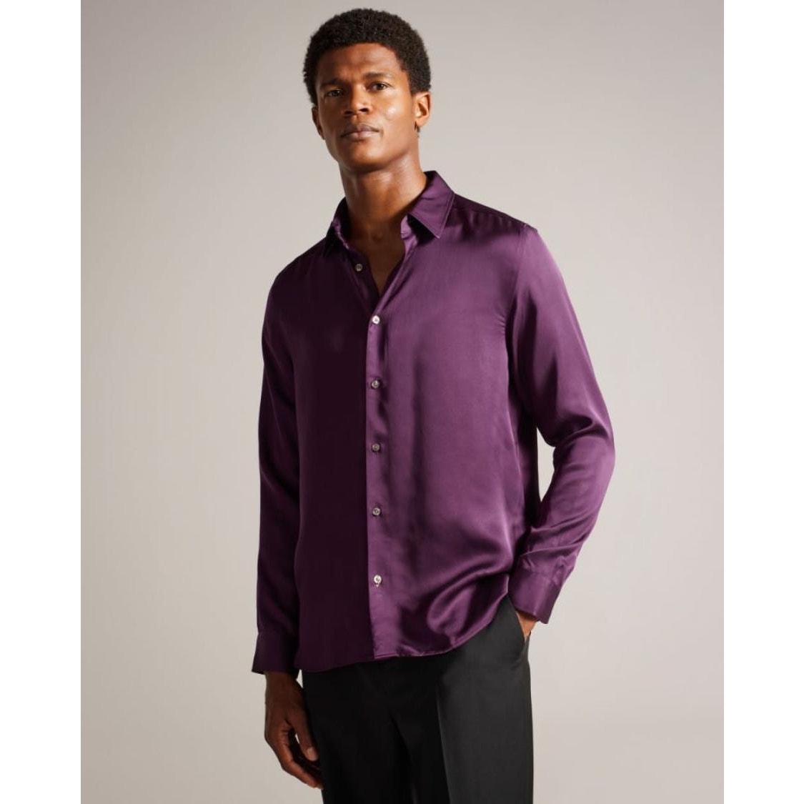 Ted Baker Corato Slim Fit Button Down Shirt Purple Men’s Size 6 (2XL)