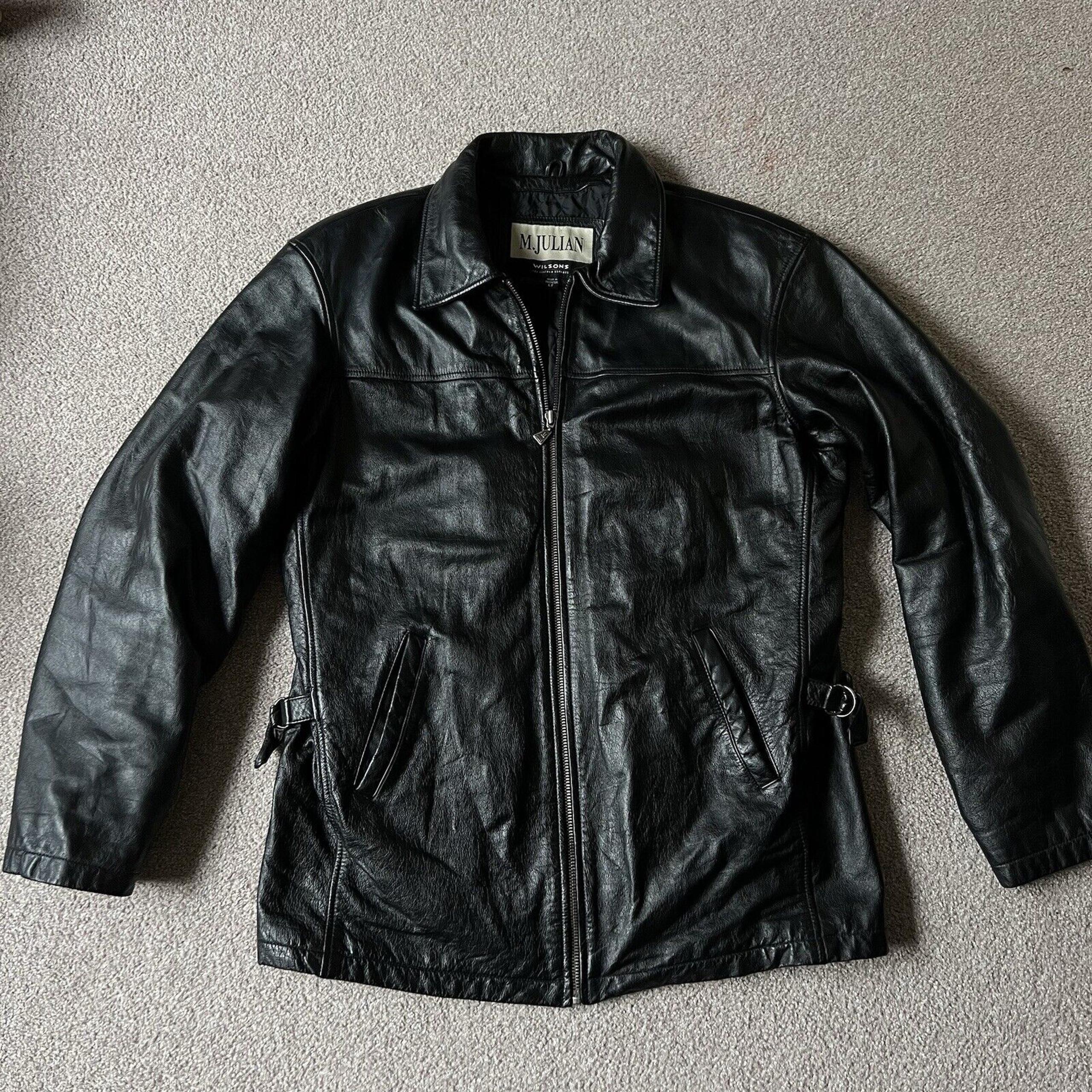 Vintage M Julian Wilsons Leather Quilted Lined Black Jacket Men’s LT
