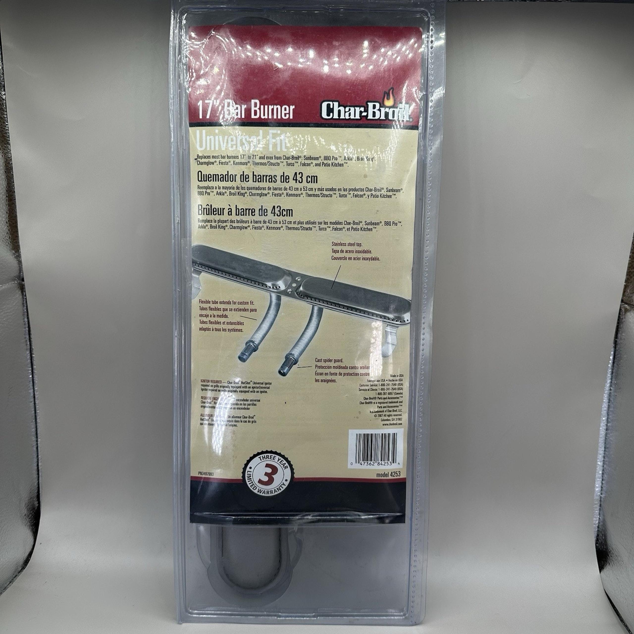 Char- Broil 17” - 21” Replacement Bar Burner Universal Grill Fit USA 4253