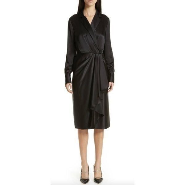 Jason Wu Collection Surplice Silk Charmeuse Dress, Plus Size 16W - Black