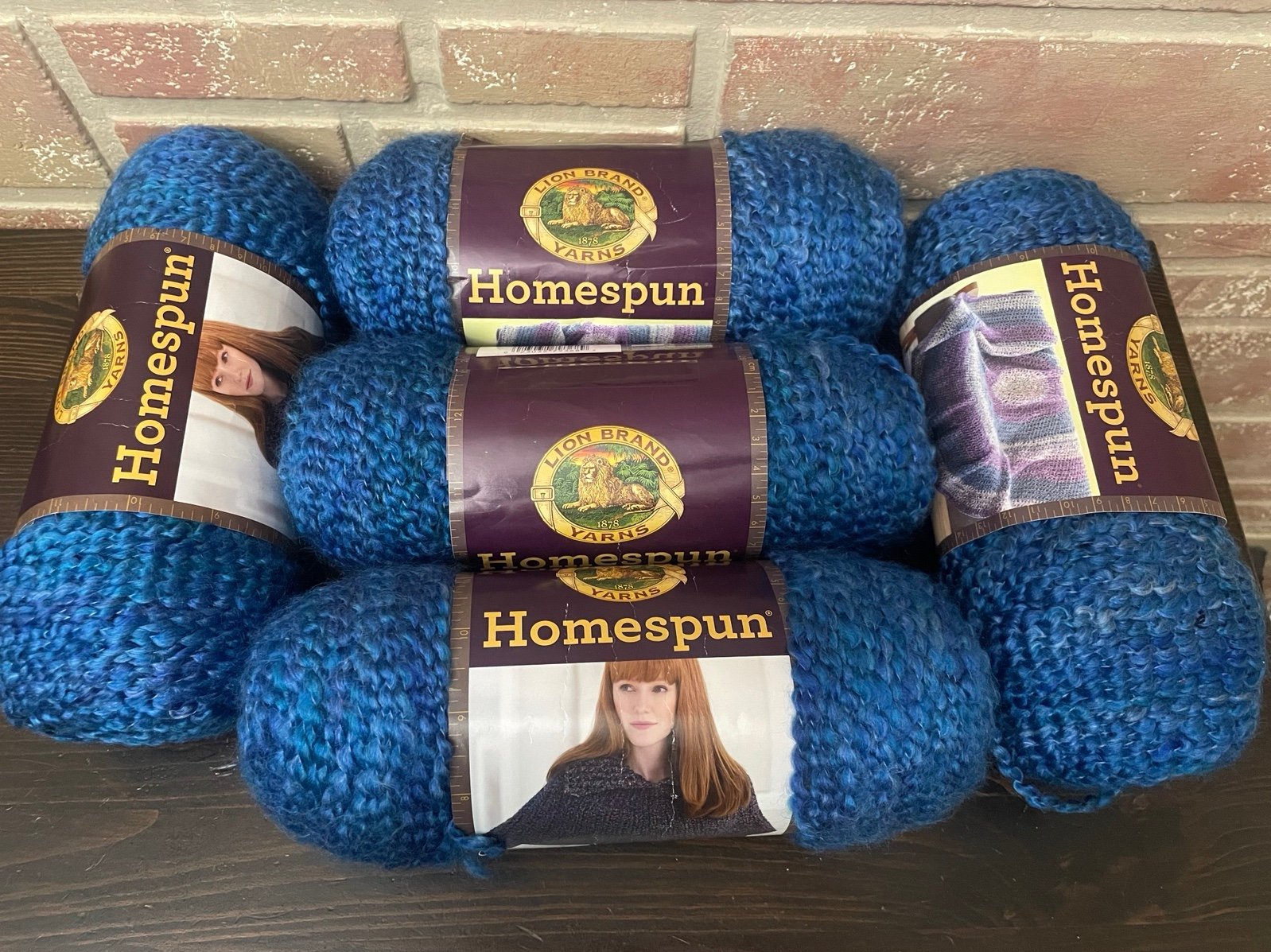 Lion Brand Homespun Acrylic Yarn #368 Montana Sky Blue Color Lot of 5 Skeins USA
