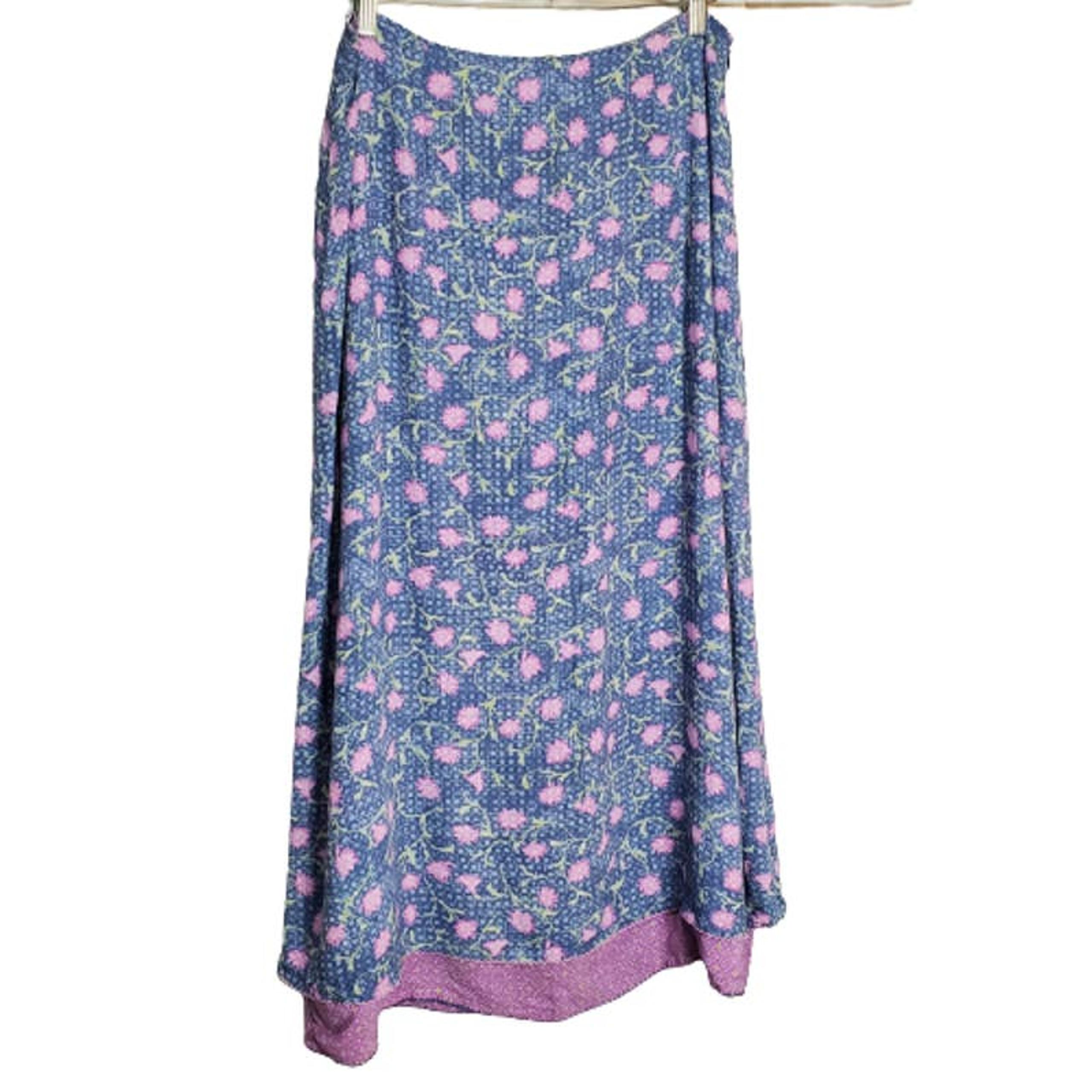 Sigrid Olsen Skirt Womens Size 12 Purple Pink Floral Layered Midi Y2K A-Line