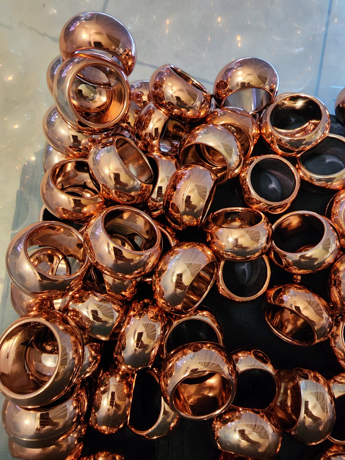 Shiny Metallic Blush Rose Gold Acrylic Napkin Rings