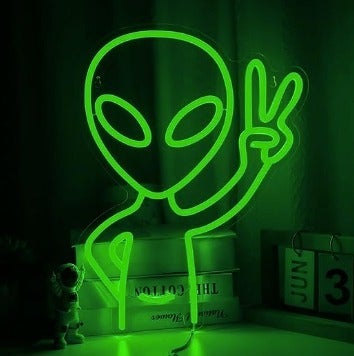 Fun Bright Green Peaceful Alien Kid LED Night Light Room Wall Decoration