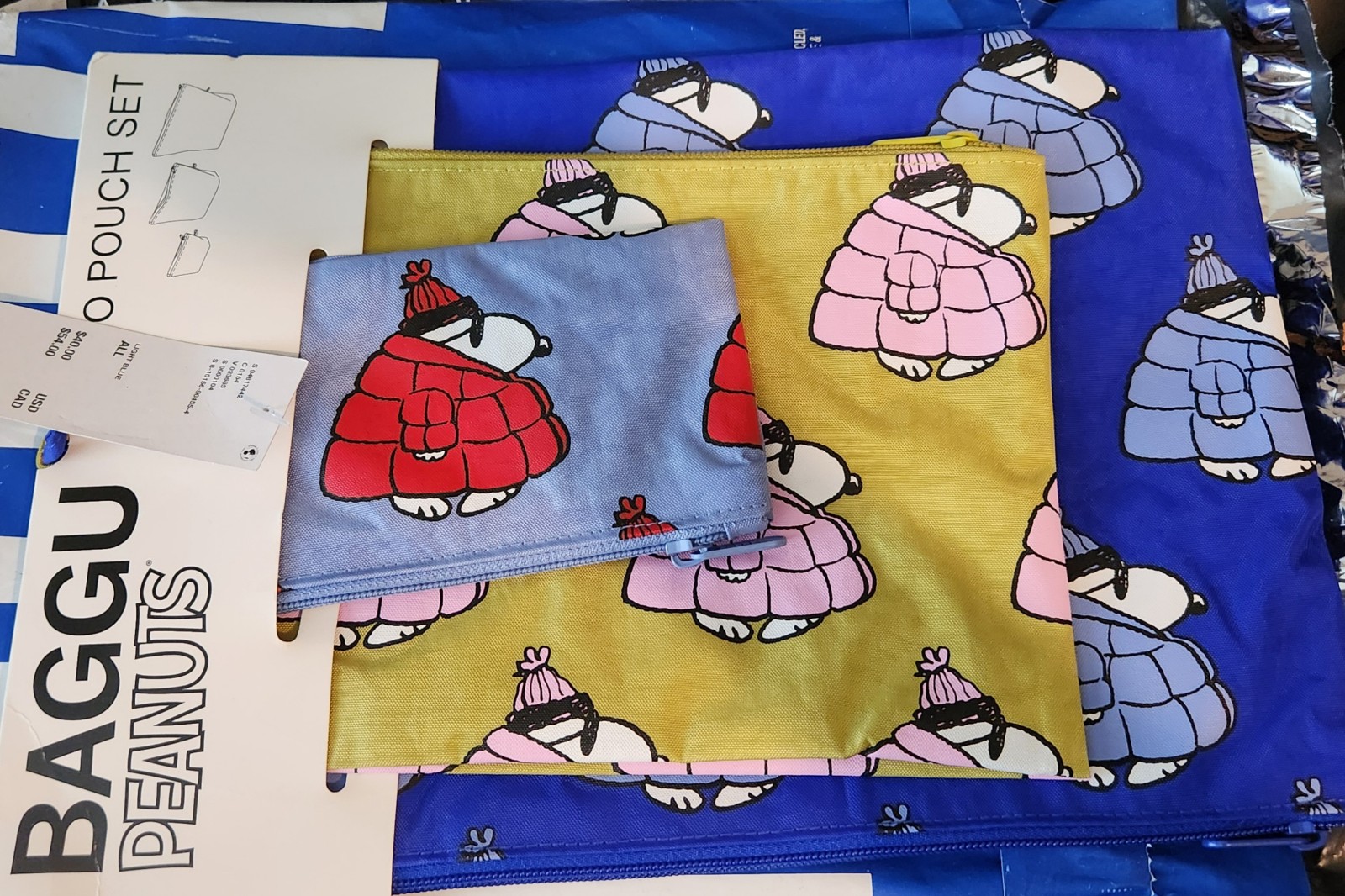 Baggu Puffer Snoopy (Peanuts) Pouch set