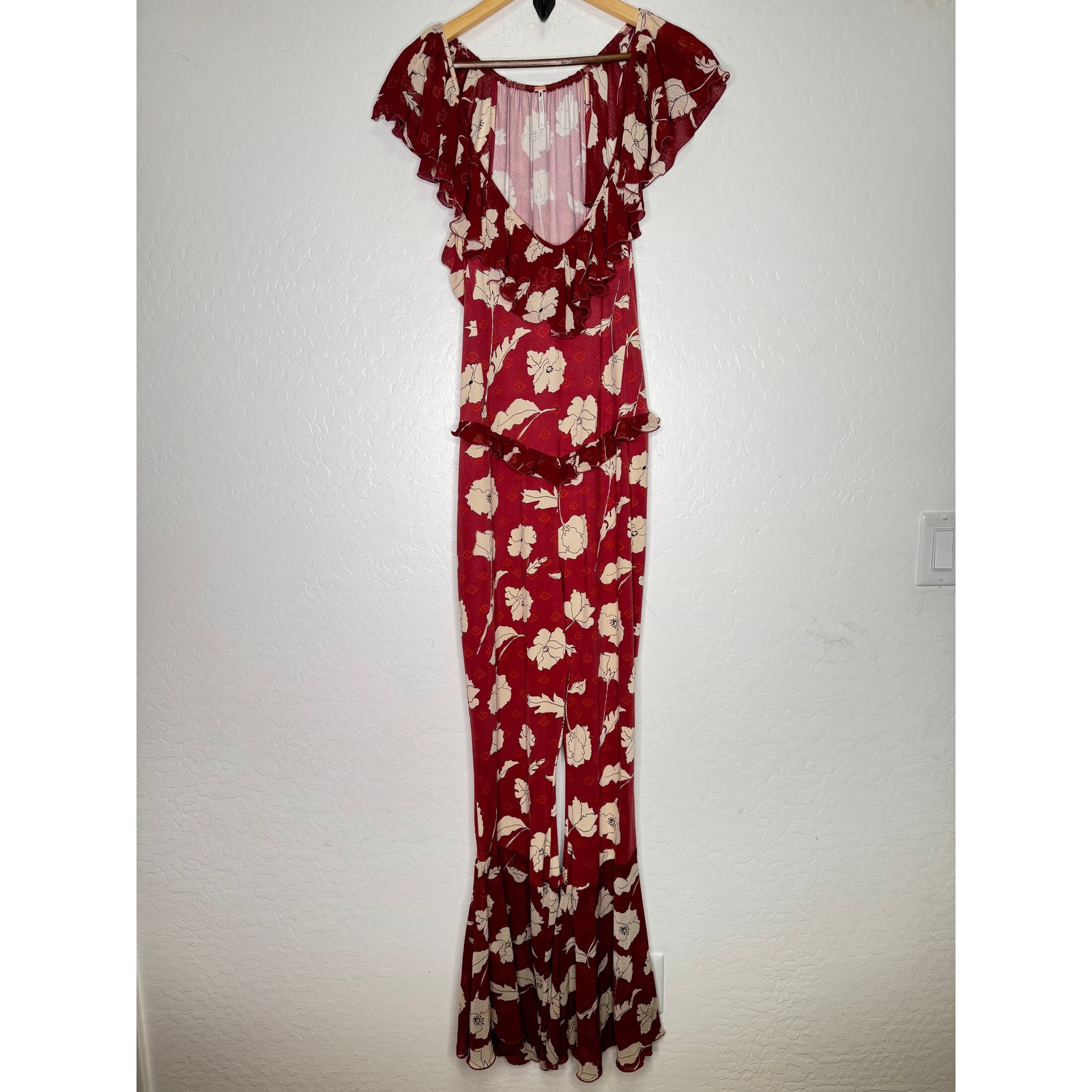 Free People Austyn One Piece Jumpsuit Short Sleeve Floral Size Large Stretch