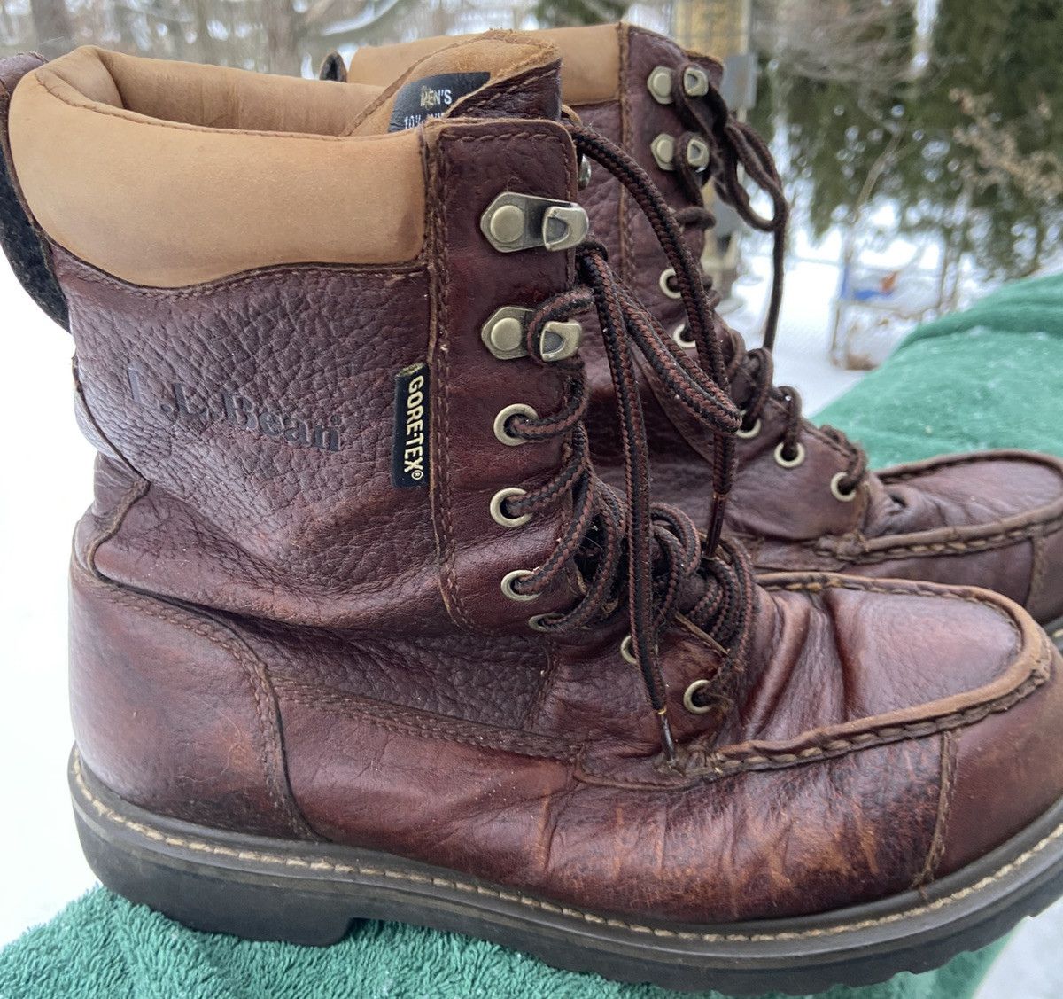 LL Bean Kangaroo Upland Boots Men Size 10 1/2 Wide Brown Leather Gore-Tex Vibram
