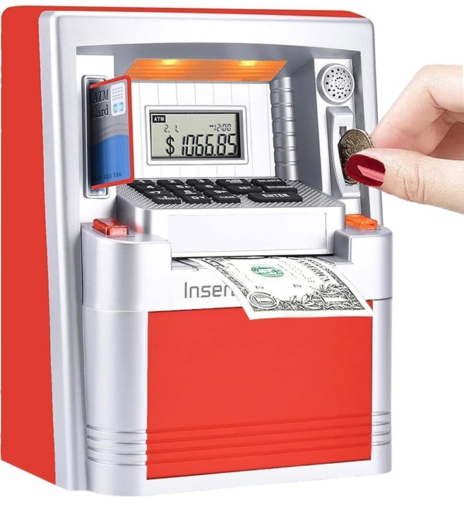 LED ATM Piggy Bank for Real Money for Kids