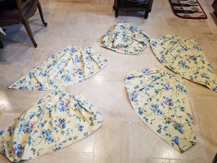 5pc Valance Set Floral Yellow LN Blue