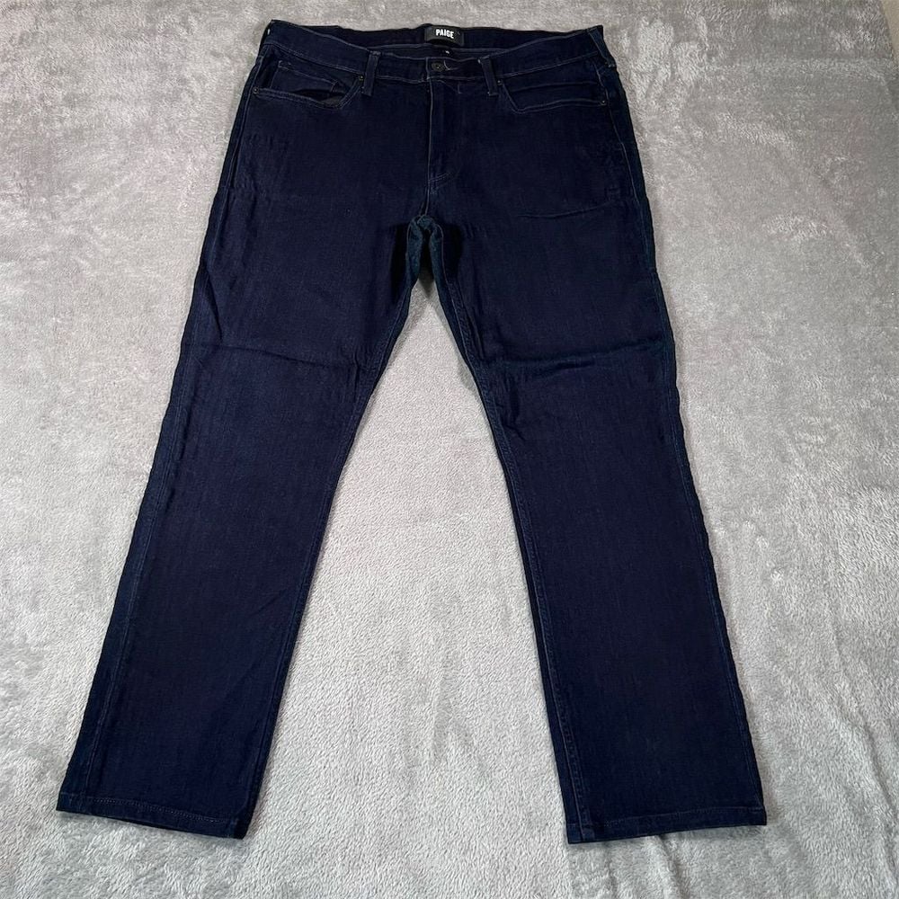 PAIGE Men's Slim Fit Straight Jeans Dark Wash Denim Size 35 Stretch