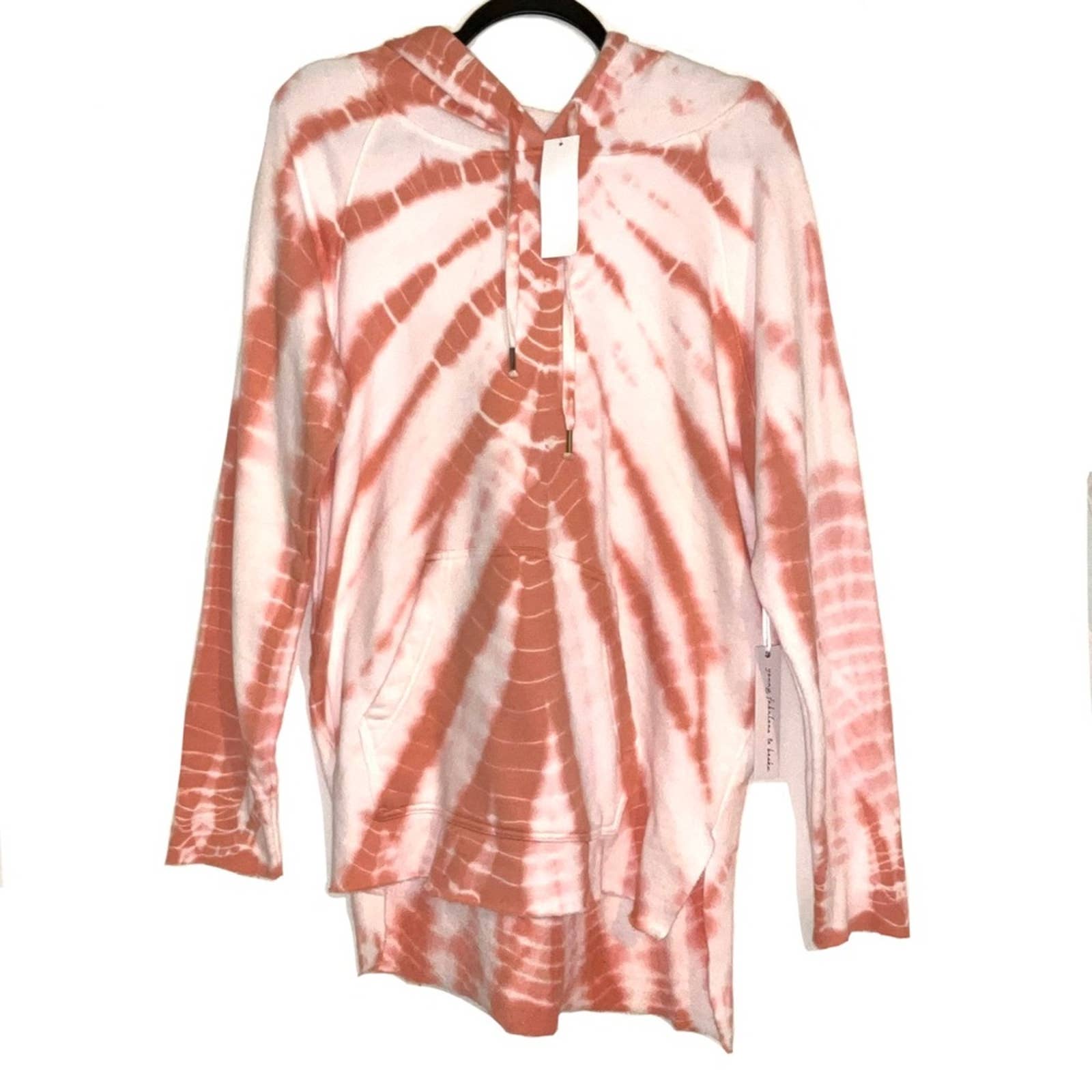 NWT Young Fabulous And Broke Tie Dye Orange White Oversized Hoodie SMALL