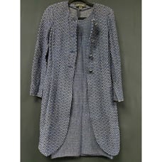 St. John Black Label Suit Dress Size 2 Jacket Size 4 Cerulean Blue Black Knit