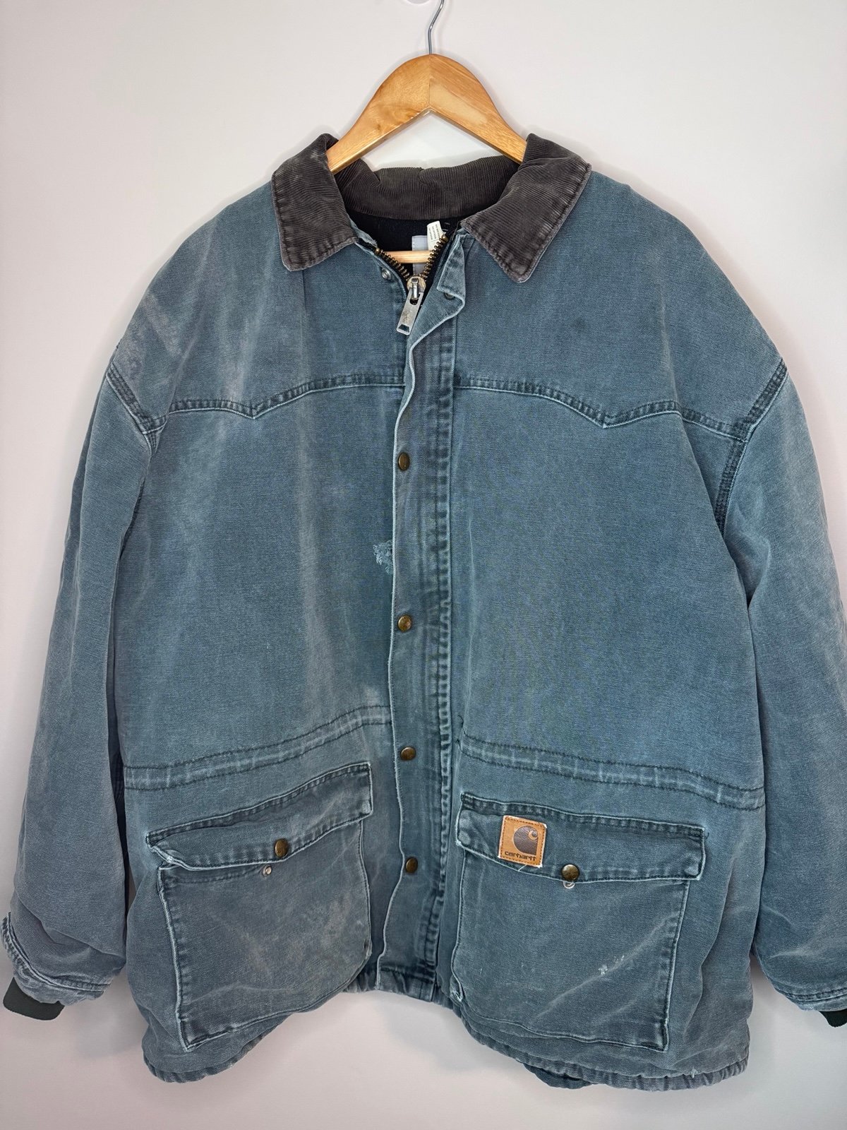 Vintage Carhartt CO8HTG Hunter Green Distressed Heavy Canvas Quilted Jacket 2XL
