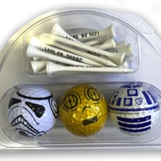 SHIPS FAST Storm Trooper, C3PO, R2D2 golf balls with 20 Look Sir Droid! golf t