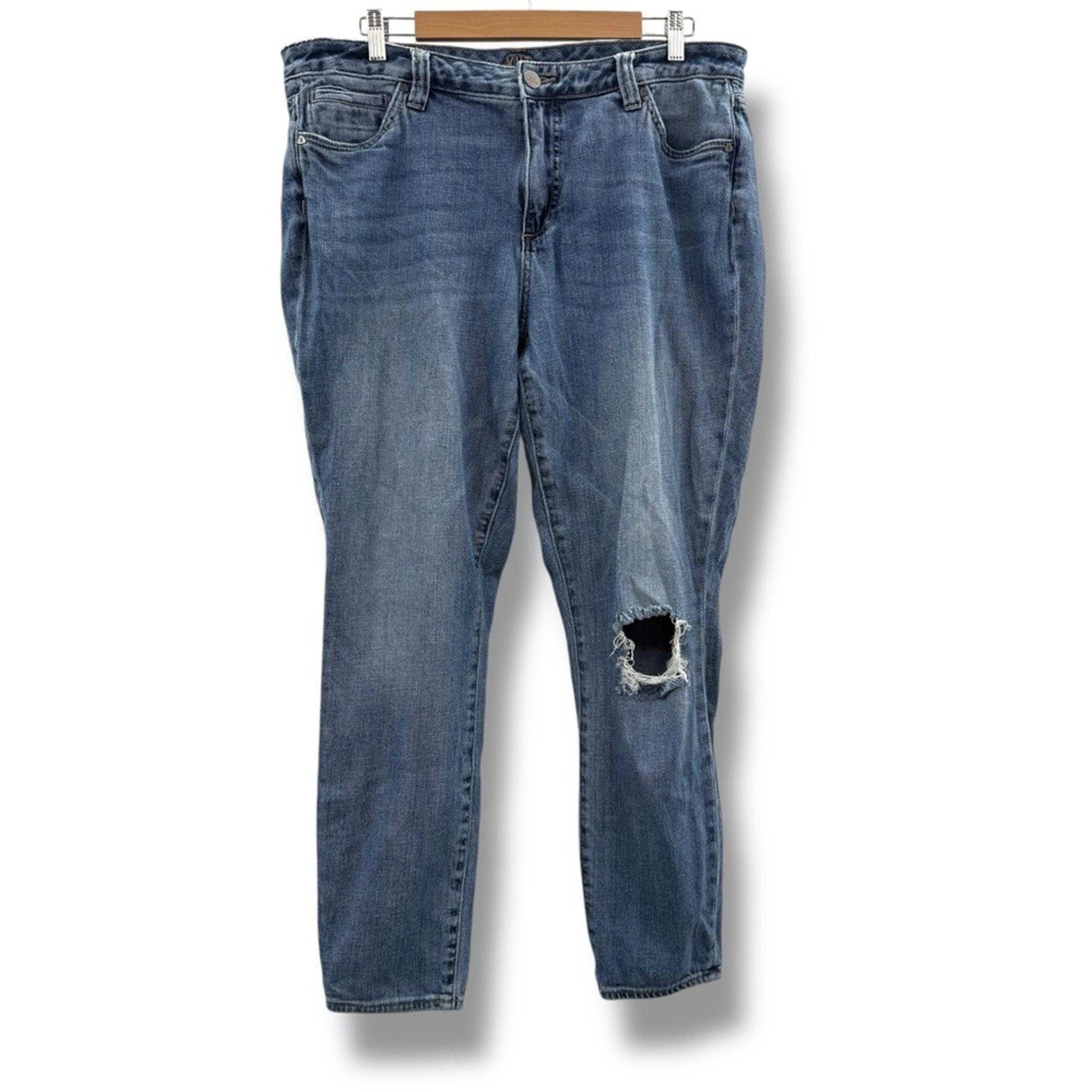 Kut From The Kloth Boyfriend High Rise Distressed Medium Wash Jeans Sz 14W