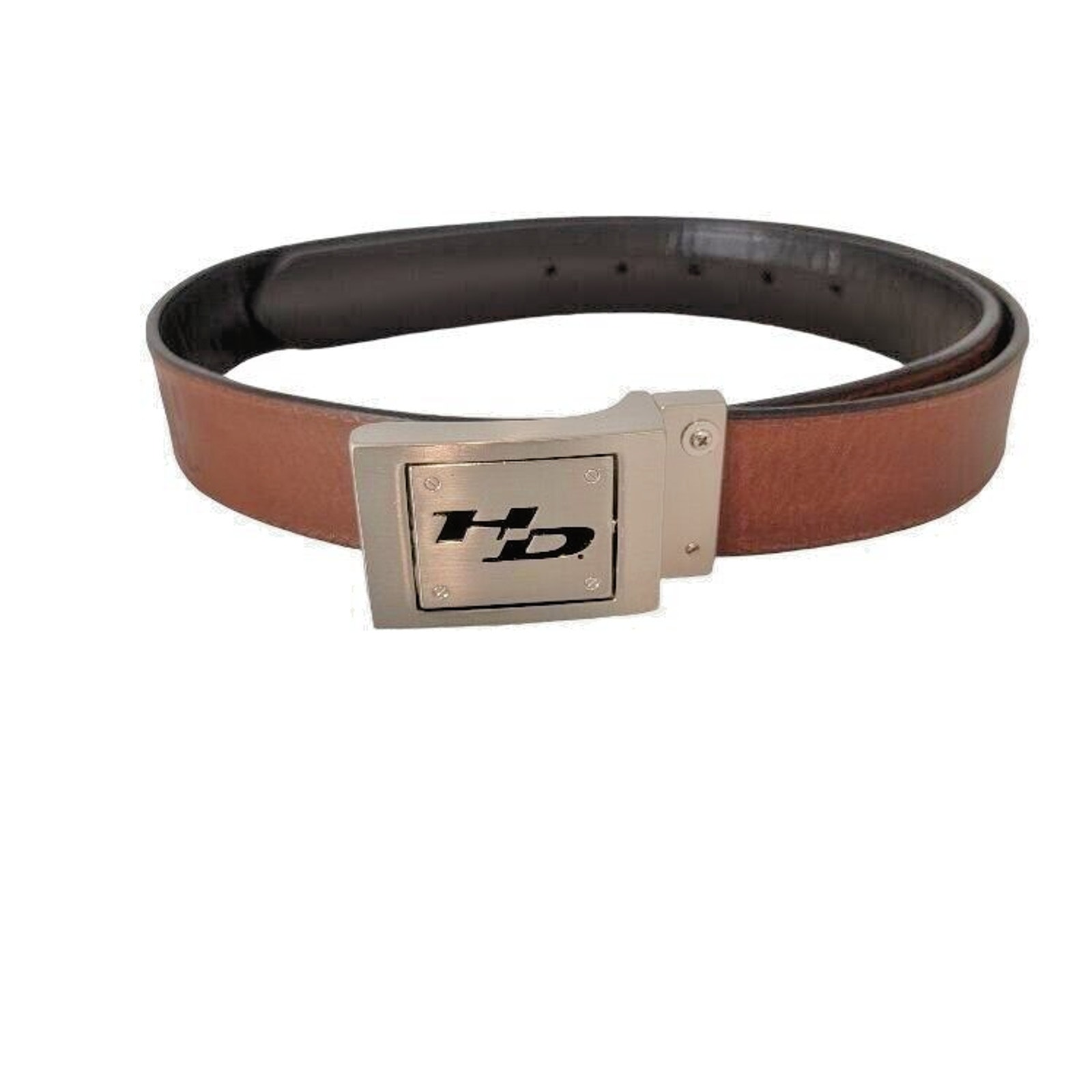 Harley Davidson Belt Leather Men's Sz XL Reversible Brown Black Silver Buckle