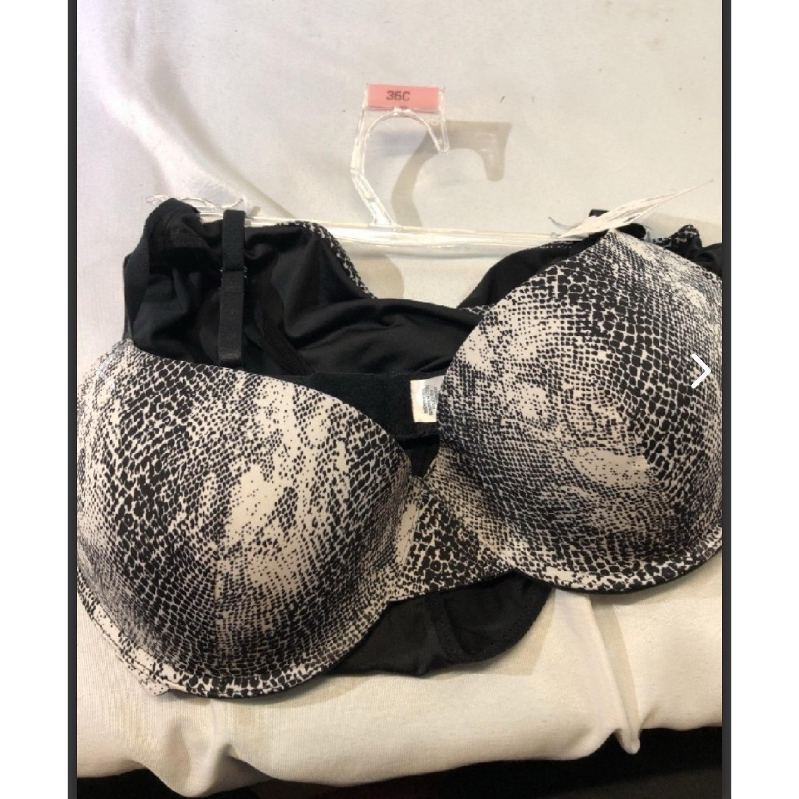 New Gray Snakeskin Print Bra And Panty Set  Decorated Size 36C/Large Panty