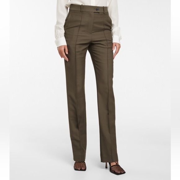Peter Do green wool blend trousers