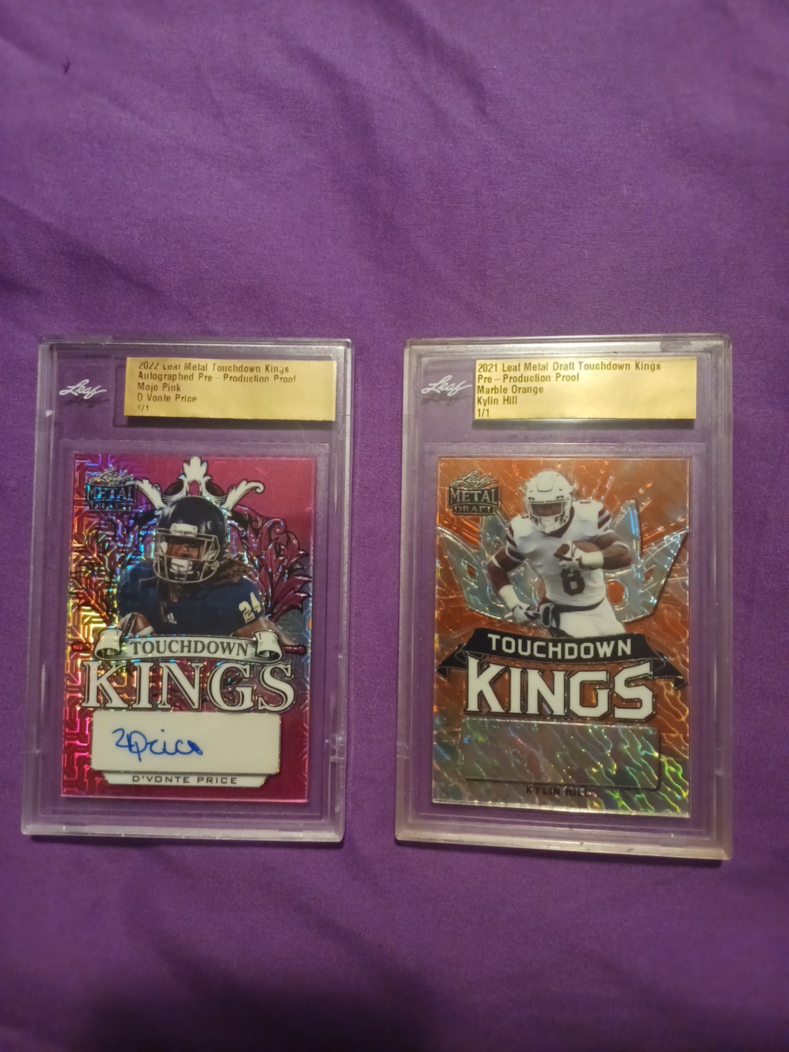Lot of 2 slabs..2021/2022 Leaf draft touchdown kings pre-production proofs..