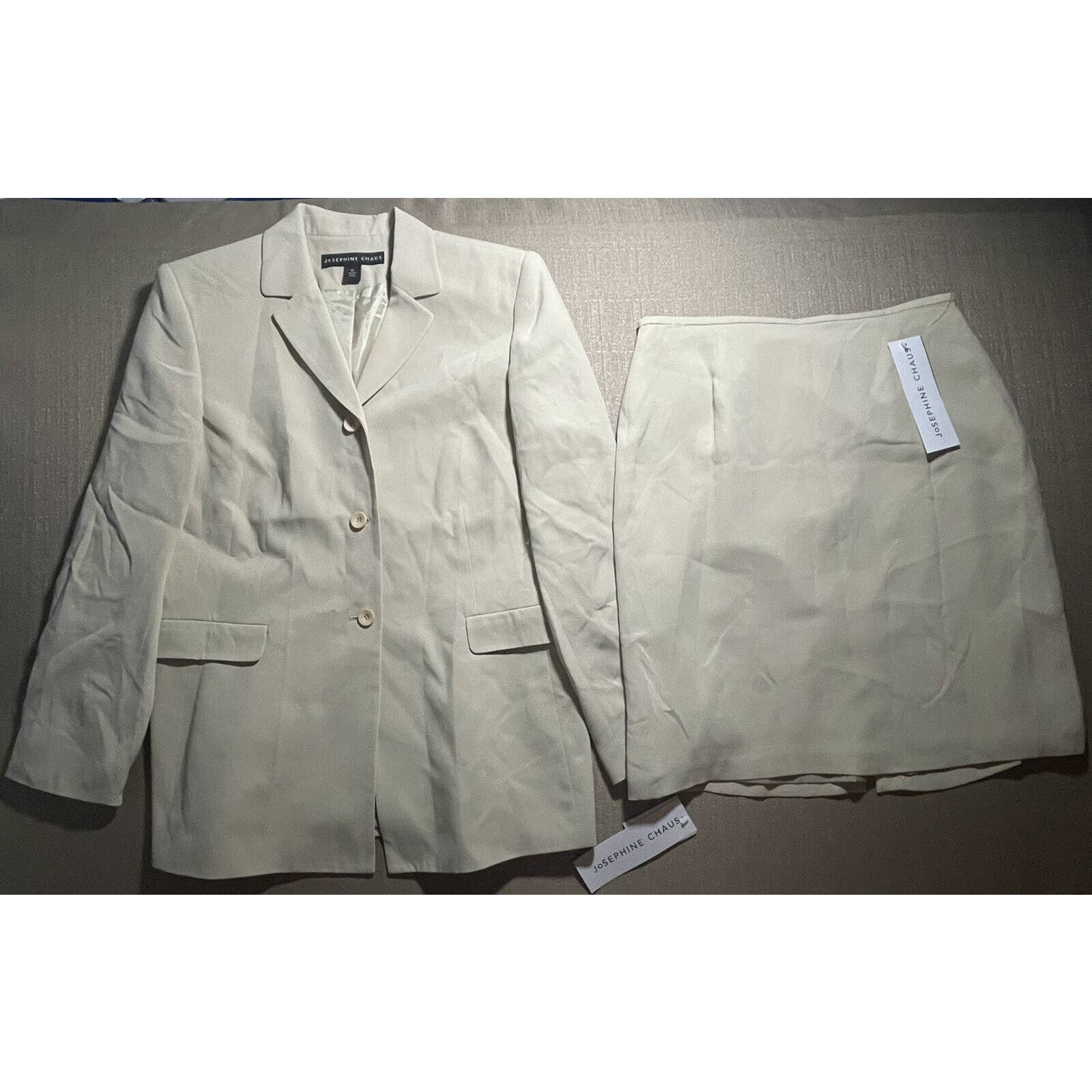 NEW Josephine Chaus Women’s Size 12 Outfit Slit Skirt, Jacket Blazer Tan Beige