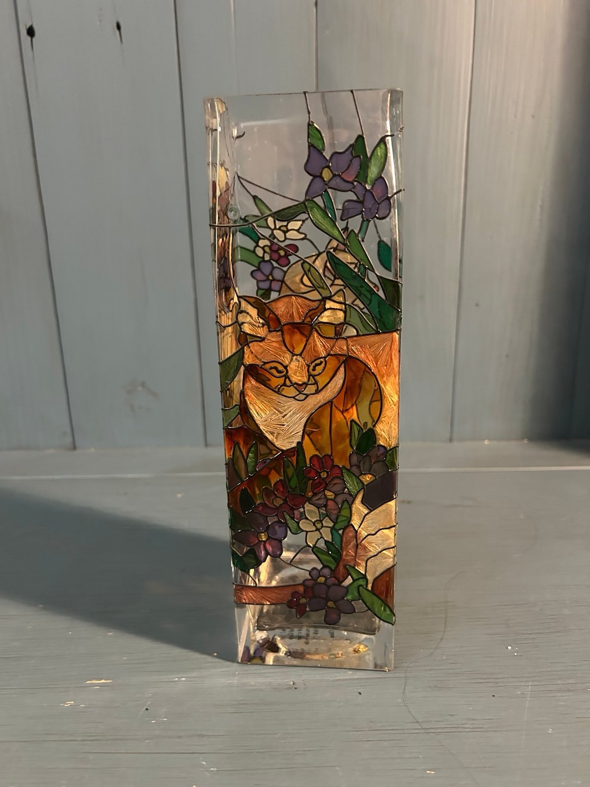 Joan Baker Designs Hand Painted Cat Vase | 10 inches tall