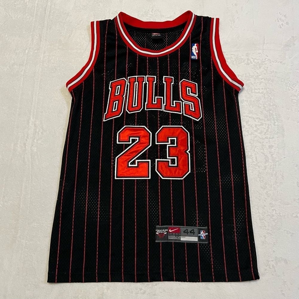 Nike Chicago Bulls #23 Michael Jordan Black Red Striped Jersey Men's Size 44